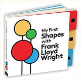 Board book titled 'My First Shapes with Frank Lloyd Wright' featuring colorful geometric shapes on the cover.