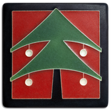 Christmas Tree Tile, Red 4" x 4"