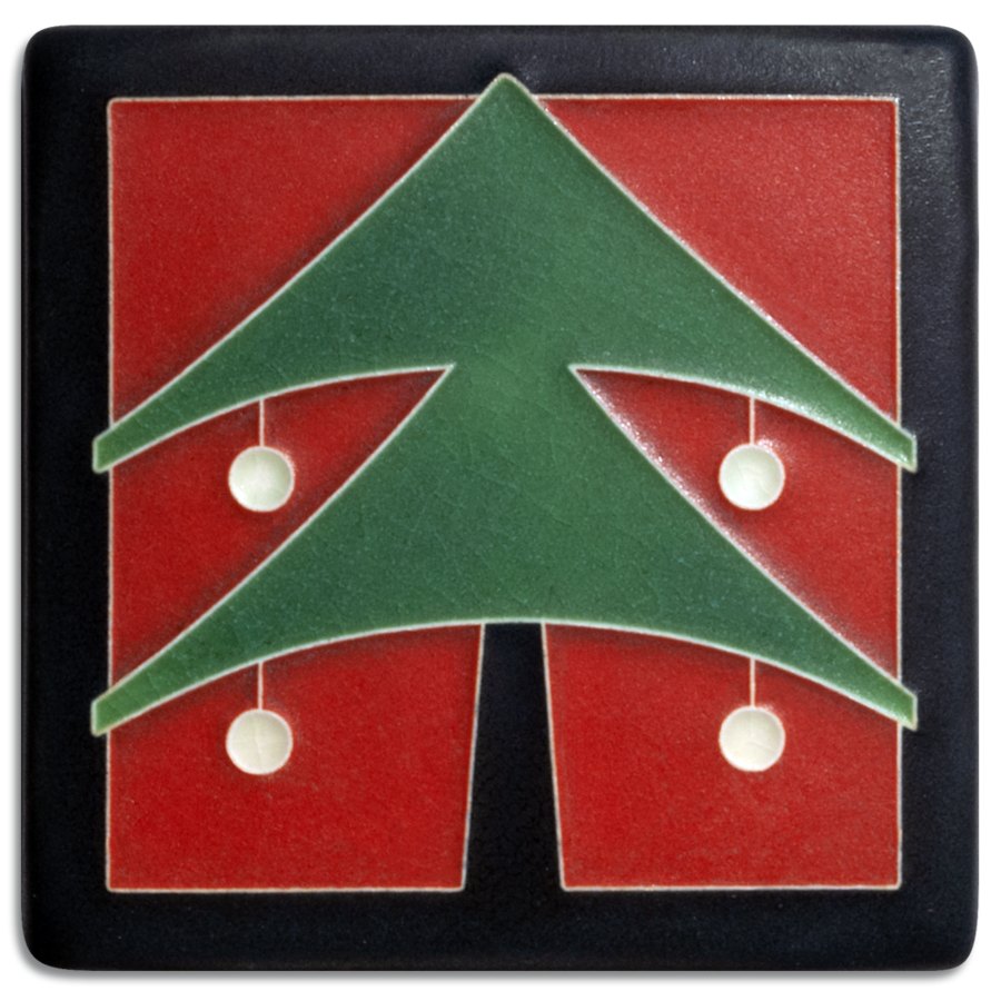 Christmas Tree Tile, Red 4" x 4"