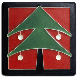 Christmas Tree Tile, Red 4" x 4"