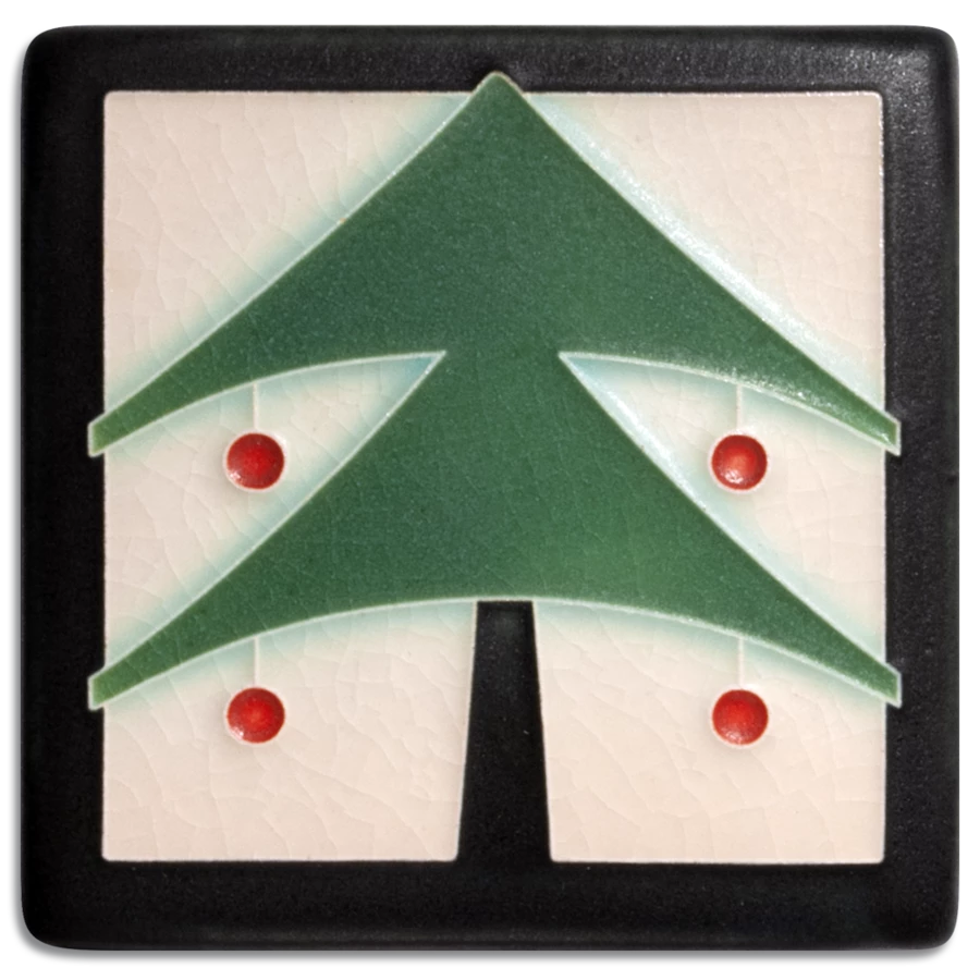 Christmas Tree Tile, Peppermint  4" x 4"