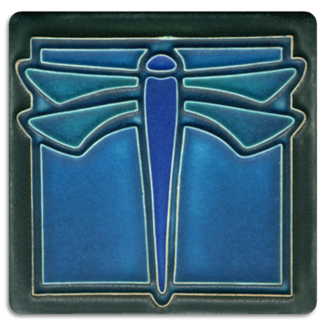 Dragonfly Turquoise Tile 4" x 4"