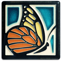 Turquoise Butterfly Tile - 4" x 4"