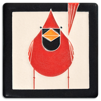 Male Cardinal Tile Charley Harper - 4" x 4"