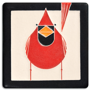 Male Cardinal Tile Charley Harper - 4" x 4"