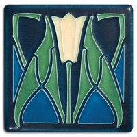 Lotus - Blue Tile - 4" x 4"