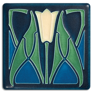 Lotus - Blue Tile - 4" x 4"