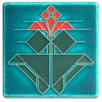 Avery Tulip - Turquoise Tile - 4" x 4"