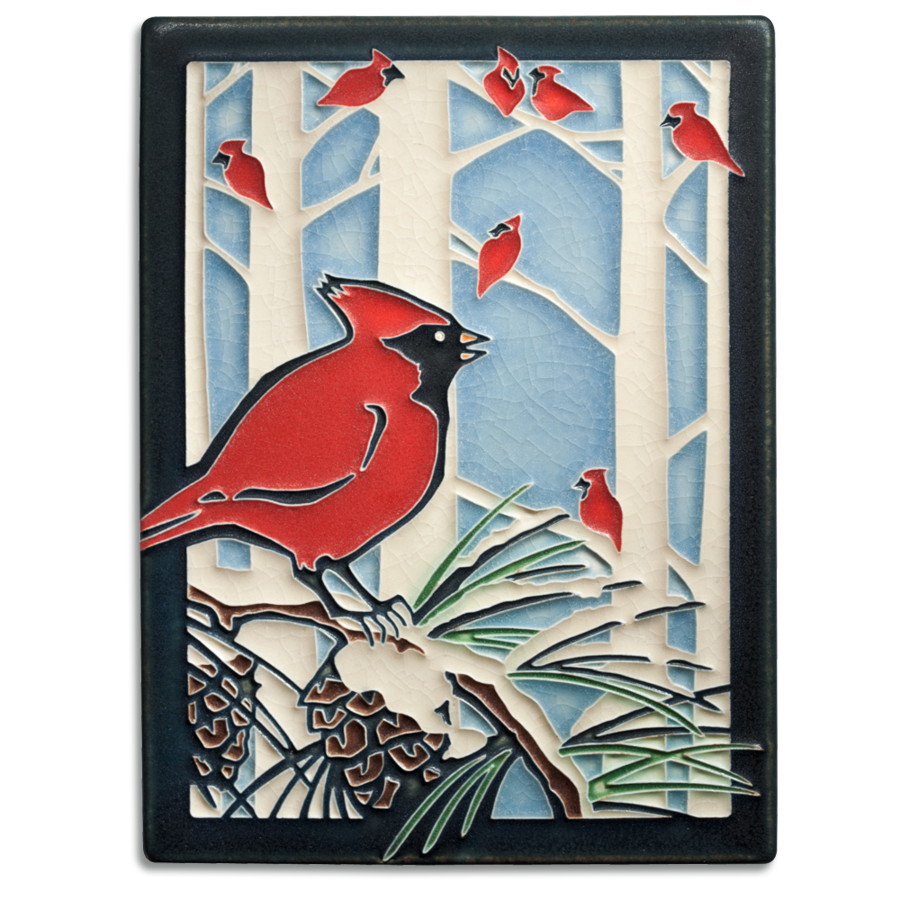 Winter Cardinals Tile - 6" x 8"