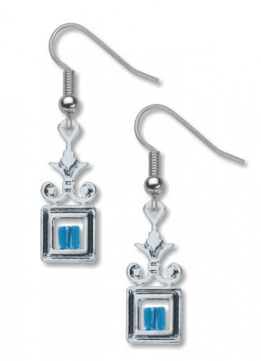 Earrings - Wrought Iron - Blue Bead
