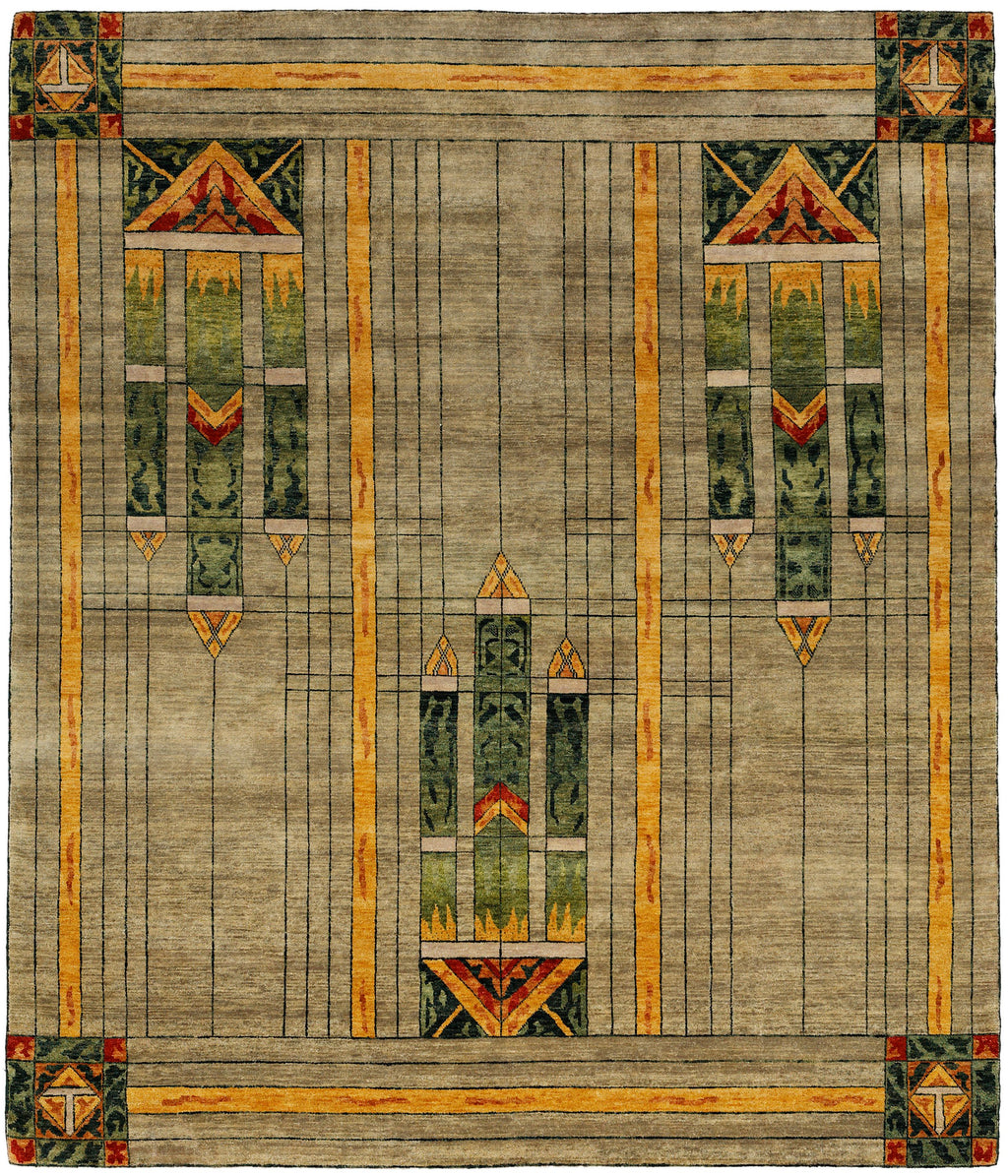 Stained Glass  Green -  Wool Area Rugs.