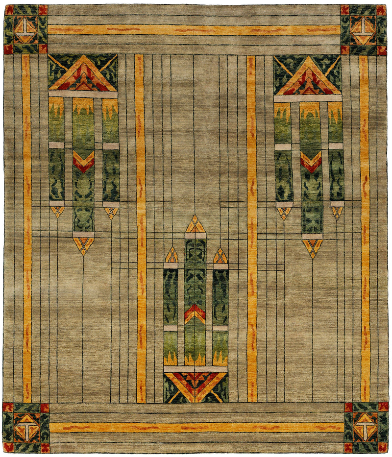 Stained Glass  Green -  Wool Area Rugs.