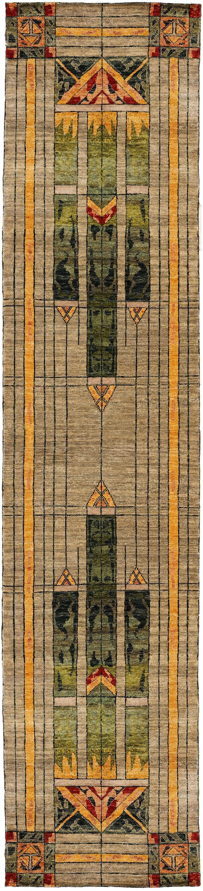 Stained Glass  Green -  Wool Area Rugs.