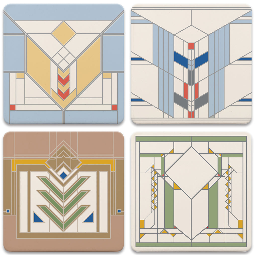 Frank Lloyd Wright Chevrons Assorted Coasters - Set/4