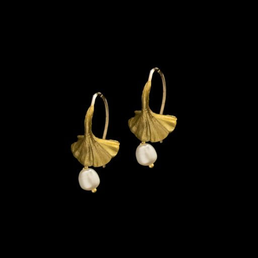 Ginkgo Pearl Drop Earrings