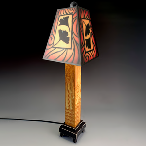 Lamp  -  Ginkgo Brown Shade , Straight Brown Base