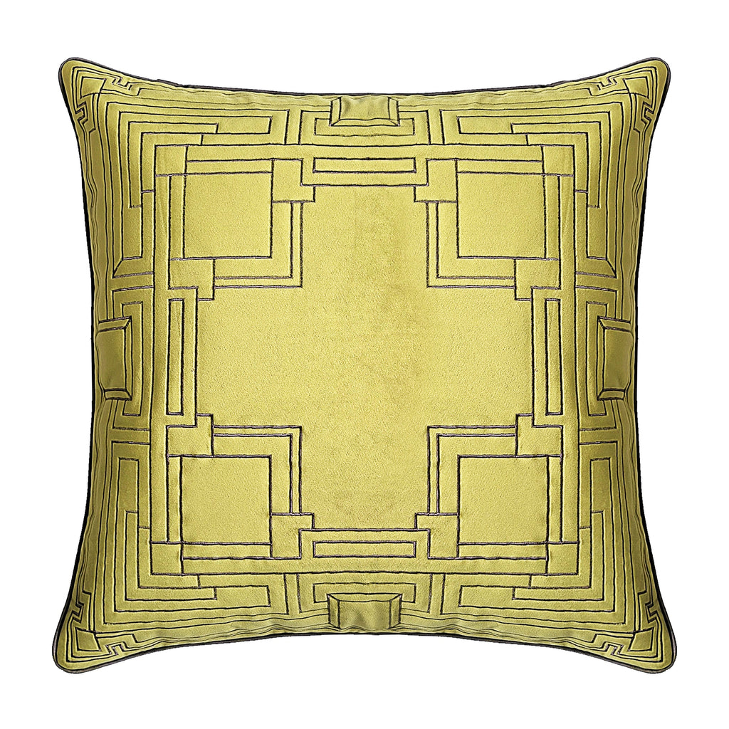 Pillow - Textile Block - Velvet Quilted/Embroidery - Olive.