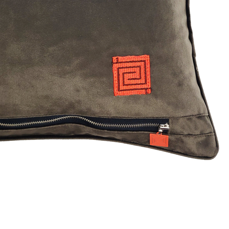 Pillow - Textile Block - Velvet Quilted/Embroidery - Olive.