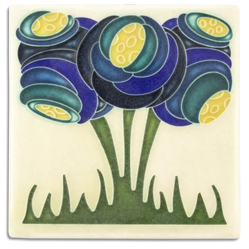 Zoom Blooms - Blue Tile 6" x 6"