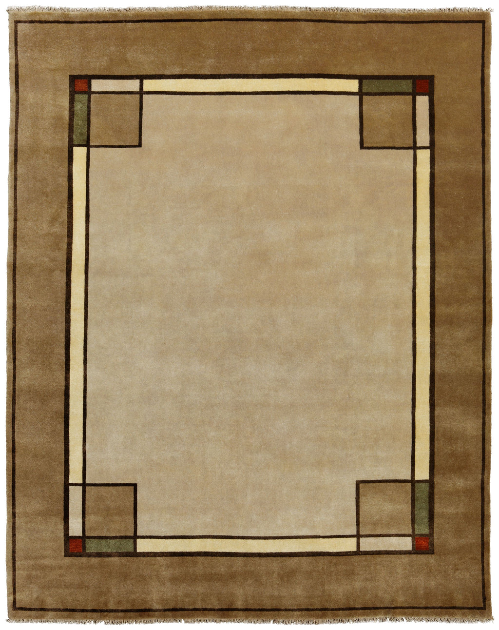 Ginkgo Border, Oatmeal -  Wool Area Rugs.