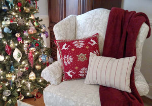 Pillow - Holiday Cheer 17" x 17" - Reversible/Stripes