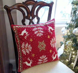 Pillow - Holiday Cheer 17" x 17" - Reversible/Stripes