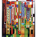 stained glass saguaro forms cactus flowers
