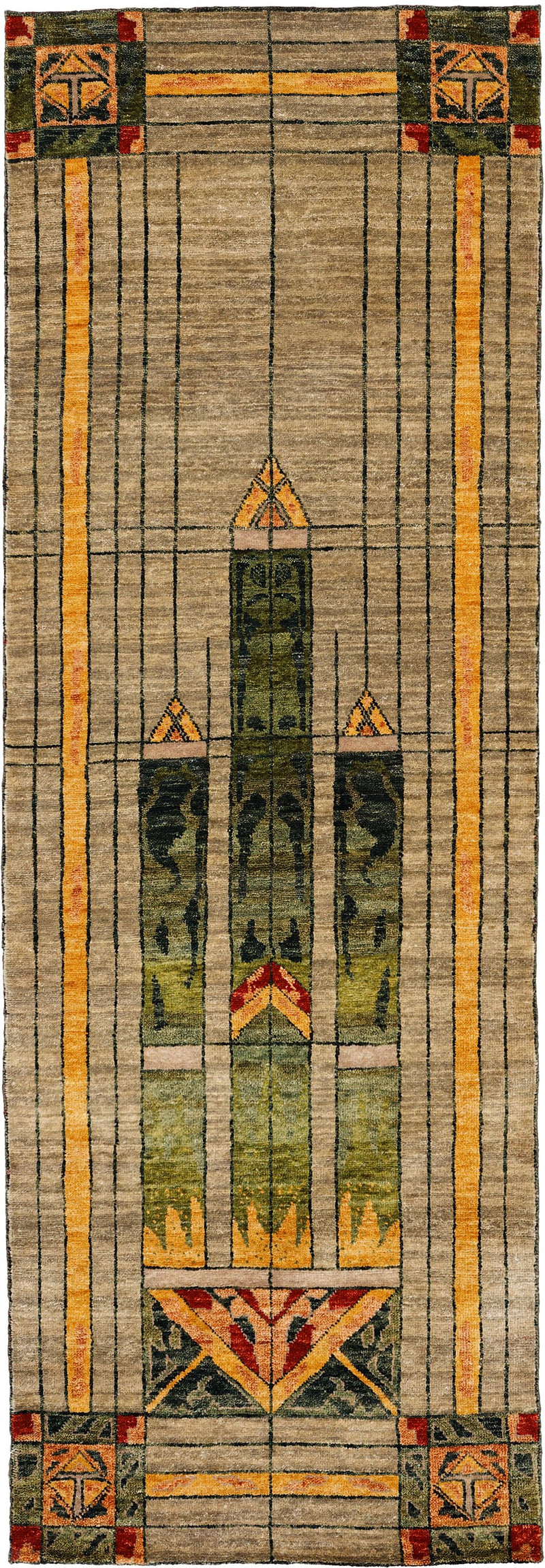 Stained Glass  Green -  Wool Area Rugs.