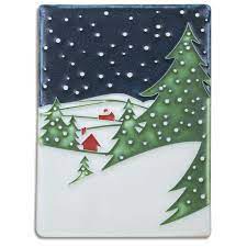 Snowy Night - Midnight  Tile - 6" x 8"