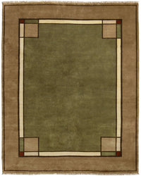 Ginkgo Border, Sage -  Wool Area Rugs.