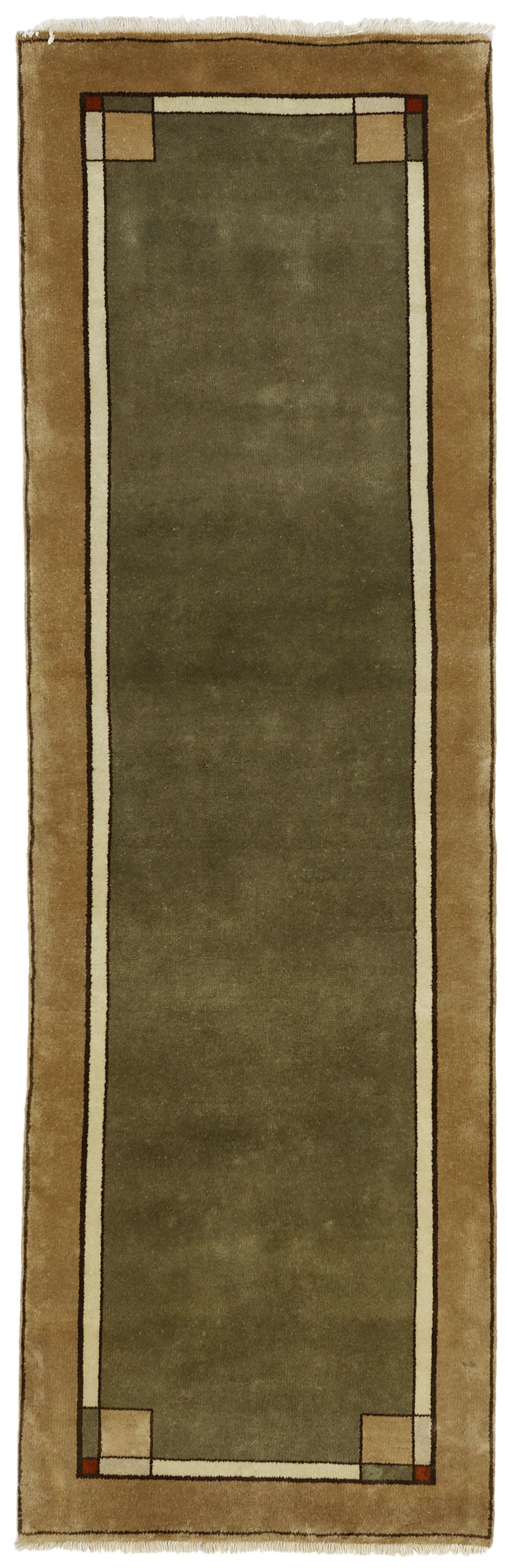 Ginkgo Border, Sage -  Wool Area Rugs.