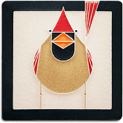 Female Cardinal Tile Charley Harper - 4" x 4"